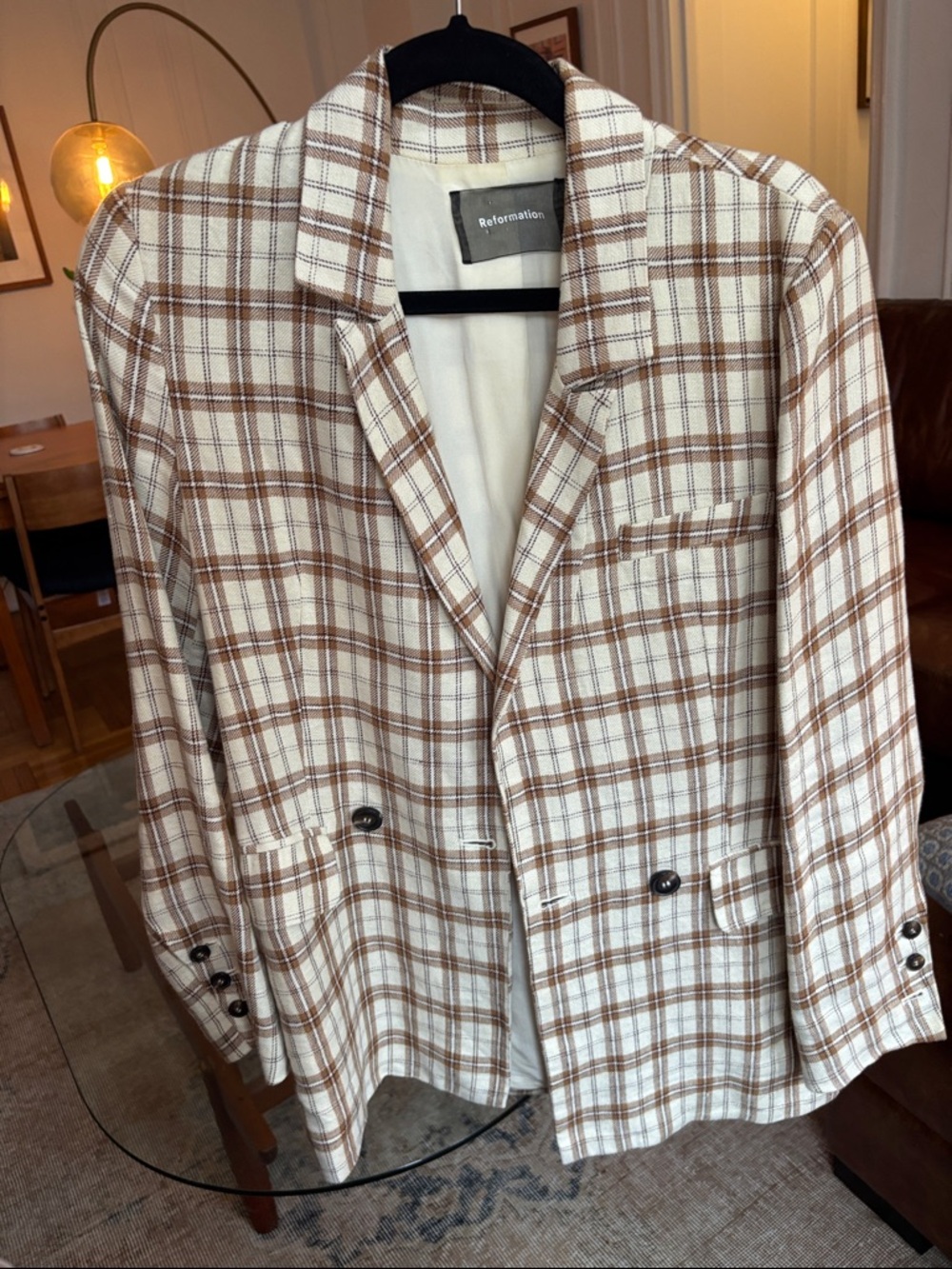Reformation oversized spring plaid blazer